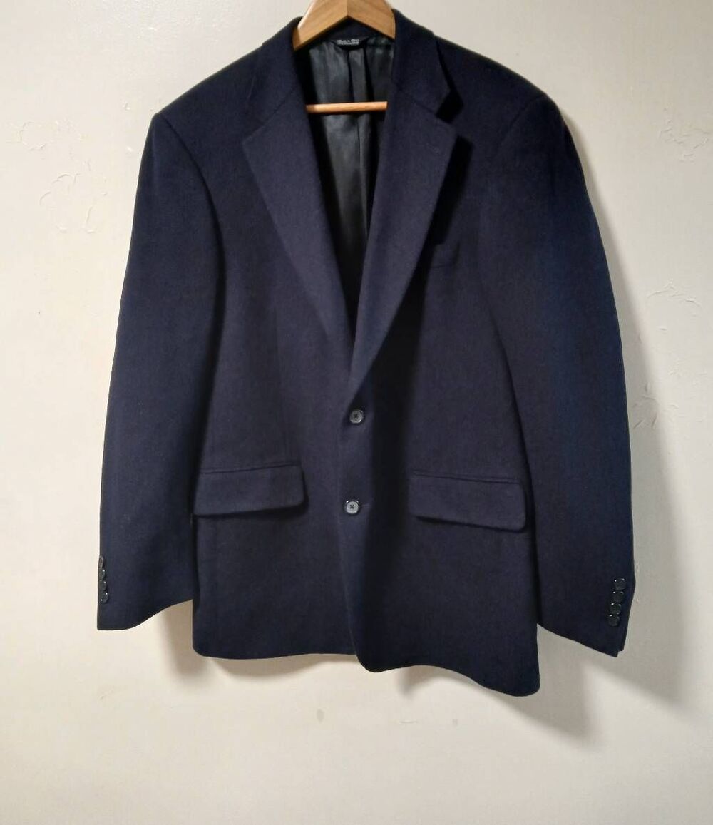 Bill Blass mens size 40 L blazer 100% camel hair navy navy blue two button